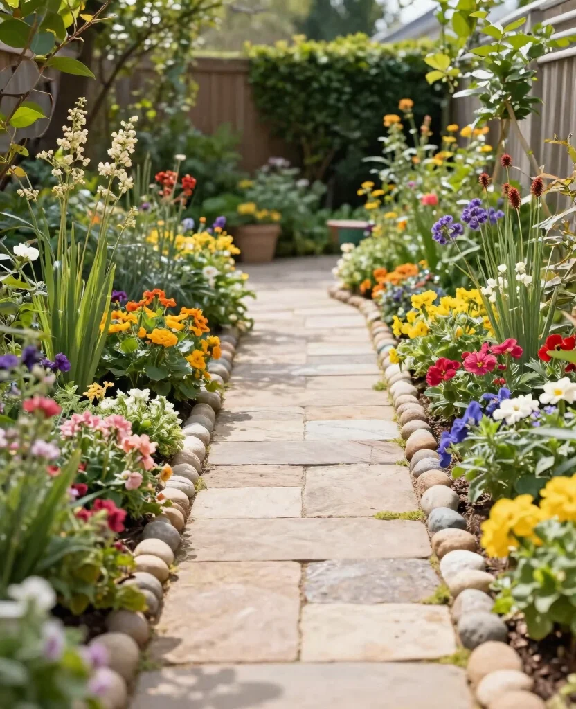 19 Stunning Side Yard Landscaping Ideas That'll Transform Your Home's Curb Appeal! - 15. Pathway with Border Plants