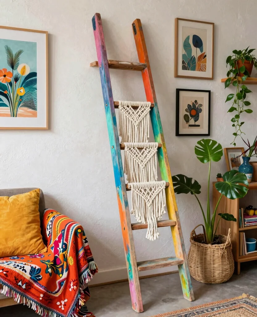 19 Stunning Wooden Loft Ladder Without Hatches That Will Transform Your Space! 114 19 Stunning Wooden Loft Ladders Without Hatches That Will Transform Your Space! - 11. Bohemian Style 1