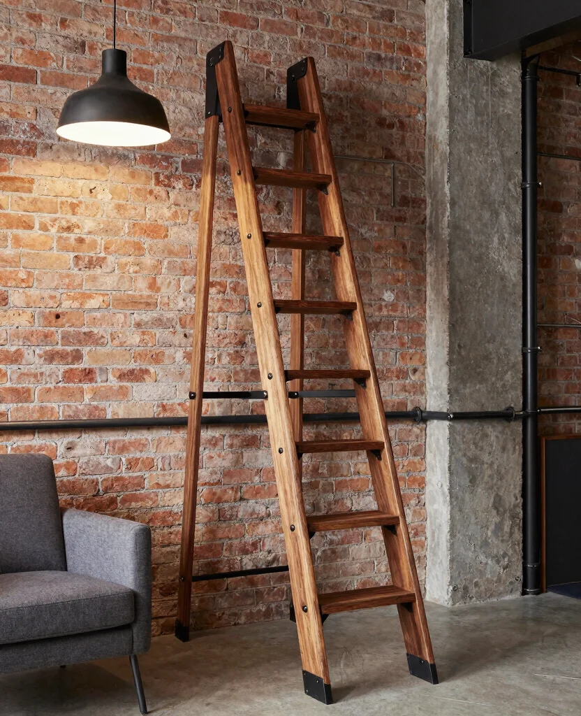 19 Stunning Wooden Loft Ladder Without Hatches That Will Transform Your Space! 24 19 Stunning Wooden Loft Ladders Without Hatches That Will Transform Your Space! - 3. Modern Industrial 1
