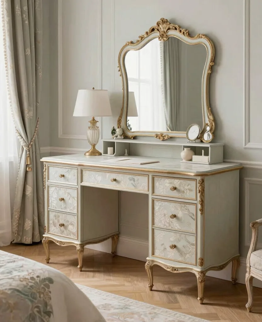 19 Trendy Bedroom Office Ideas That'll Make You Want to Work from Home Forever! 147 19 Trendy Bedroom Office Ideas That'll Make You Want to Work from Home Forever! - 14. Elegant French Style 1