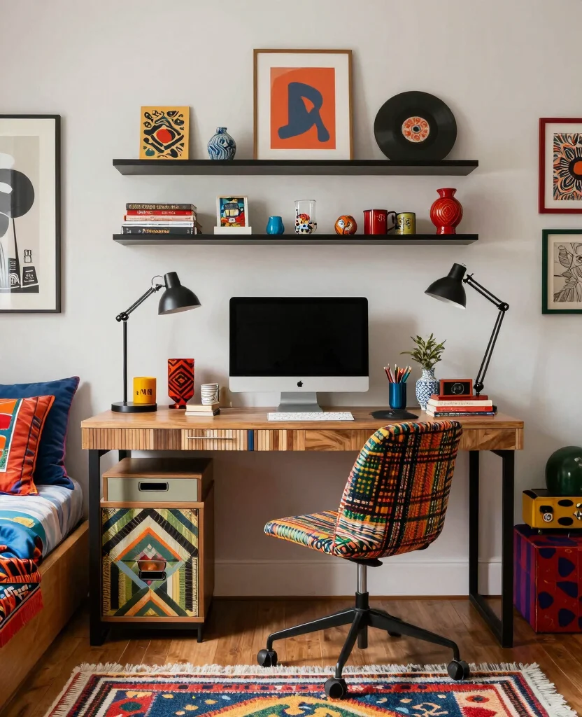 19 Trendy Bedroom Office Ideas That'll Make You Want to Work from Home Forever! 182 19 Trendy Bedroom Office Ideas That'll Make You Want to Work from Home Forever! - 17. Eclectic Mix 1