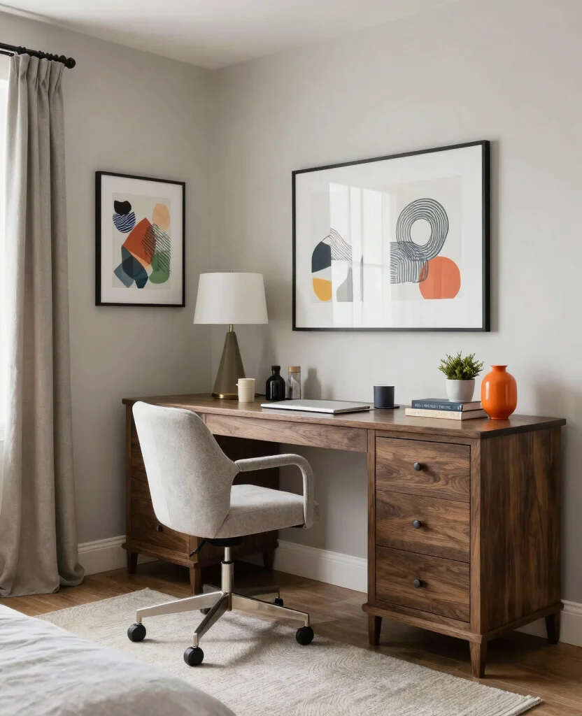 19 Trendy Bedroom Office Ideas That'll Make You Want to Work from Home Forever! 204 19 Trendy Bedroom Office Ideas That'll Make You Want to Work from Home Forever! - 19. Transitional Style 1
