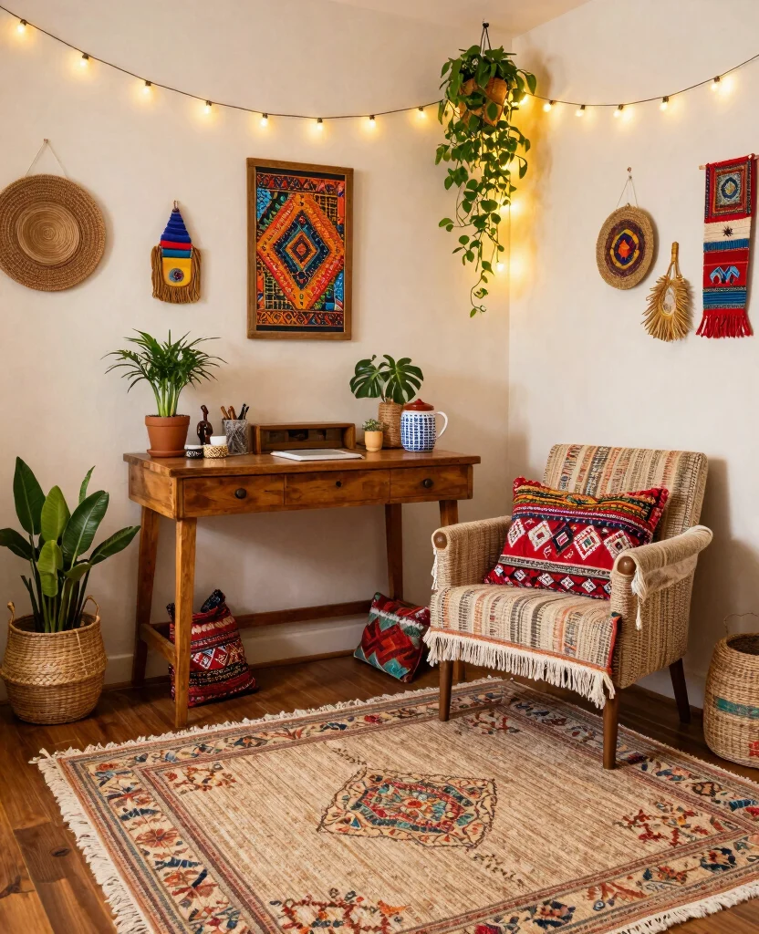 19 Trendy Bedroom Office Ideas That'll Make You Want to Work from Home Forever! 13 19 Trendy Bedroom Office Ideas That'll Make You Want to Work from Home Forever! - 2. Bohemian Bliss 1