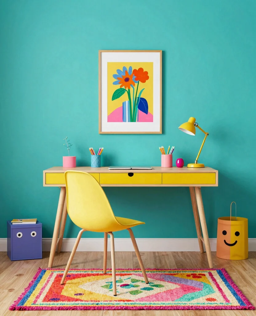 19 Trendy Bedroom Office Ideas That'll Make You Want to Work from Home Forever! 35 19 Trendy Bedroom Office Ideas That'll Make You Want to Work from Home Forever! - 4. Colorful Accents 1