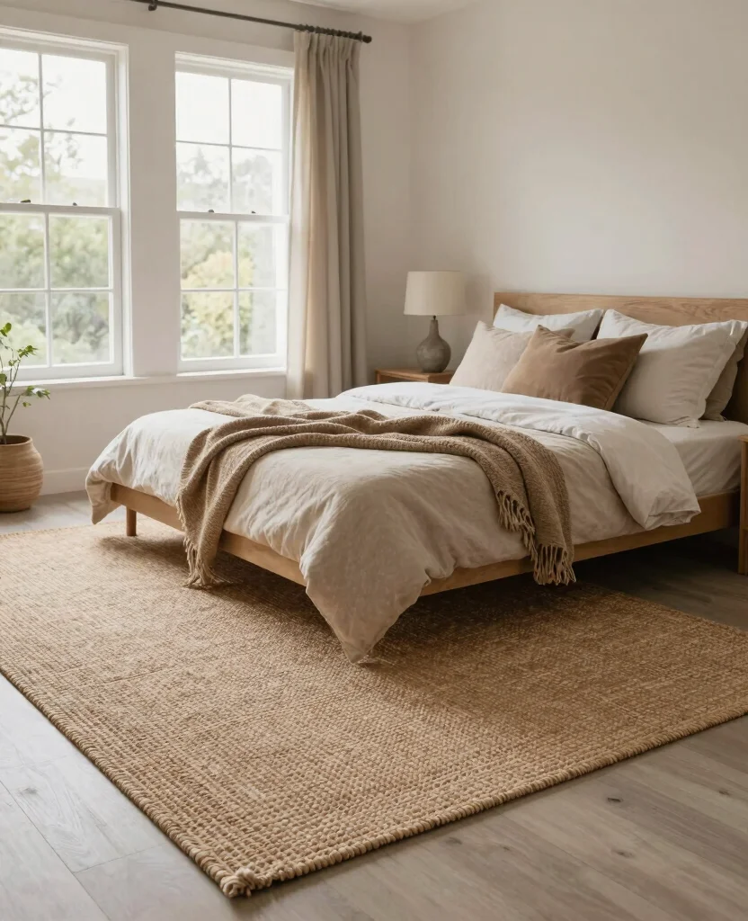 19 Zen-Inspired Bedroom Ideas That Will Turn Your Space into a Serene Sanctuary! - 10. Use Natural Fiber Rugs 1
