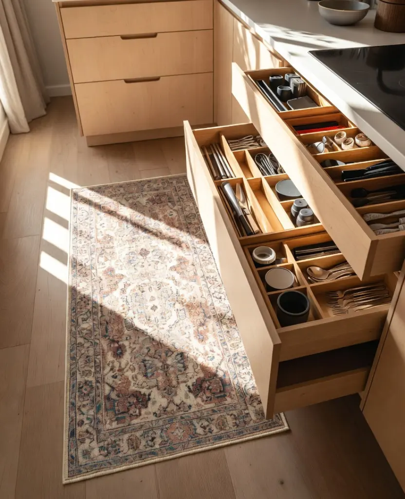 10 Simple Kitchen Upgrades That Make Your Space Look Classy, Organized & Super Practical 9 Simple Kitchen Upgrades / Add a Washable Runner Rug for Warmth and Texture