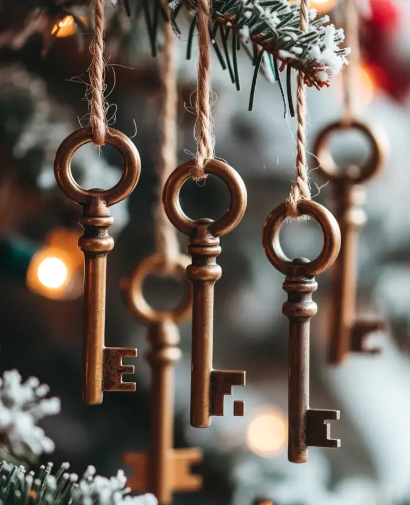 19 Stunning Vintage Christmas Ornaments Under $5 That'll Make You Nostalgic! 19 19 Stunning Vintage Christmas Ornaments Under $5 That'll Make You Nostalgic! / Antique Brass Key Ornaments