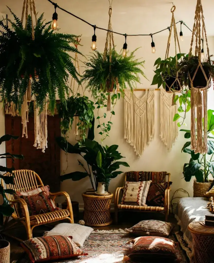 19 Living Rooms with Lush Greenery That Will Transform Your Home into a Tropical Paradise! 12 19 Living Rooms with Lush Greenery That Will Transform Your Home into a Tropical Paradise! / Boho Plant Styling