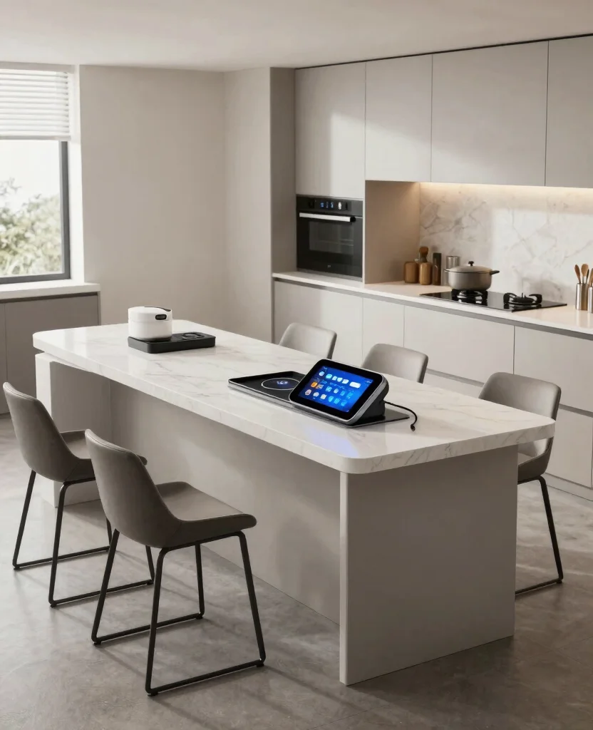 Discover 19 Stunning Kitchen Island with Seating Ideas That Will Transform Your Cooking Space! 115 Discover 19 Stunning Kitchen Islands with Stools That Will Transform Your Cooking Space! - 12. Smart Technology Integration