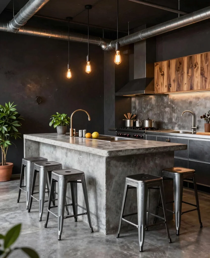 Discover 19 Stunning Kitchen Island with Seating Ideas That Will Transform Your Cooking Space! 35 Discover 19 Stunning Kitchen Islands with Stools That Will Transform Your Cooking Space! - 4. Industrial Chic