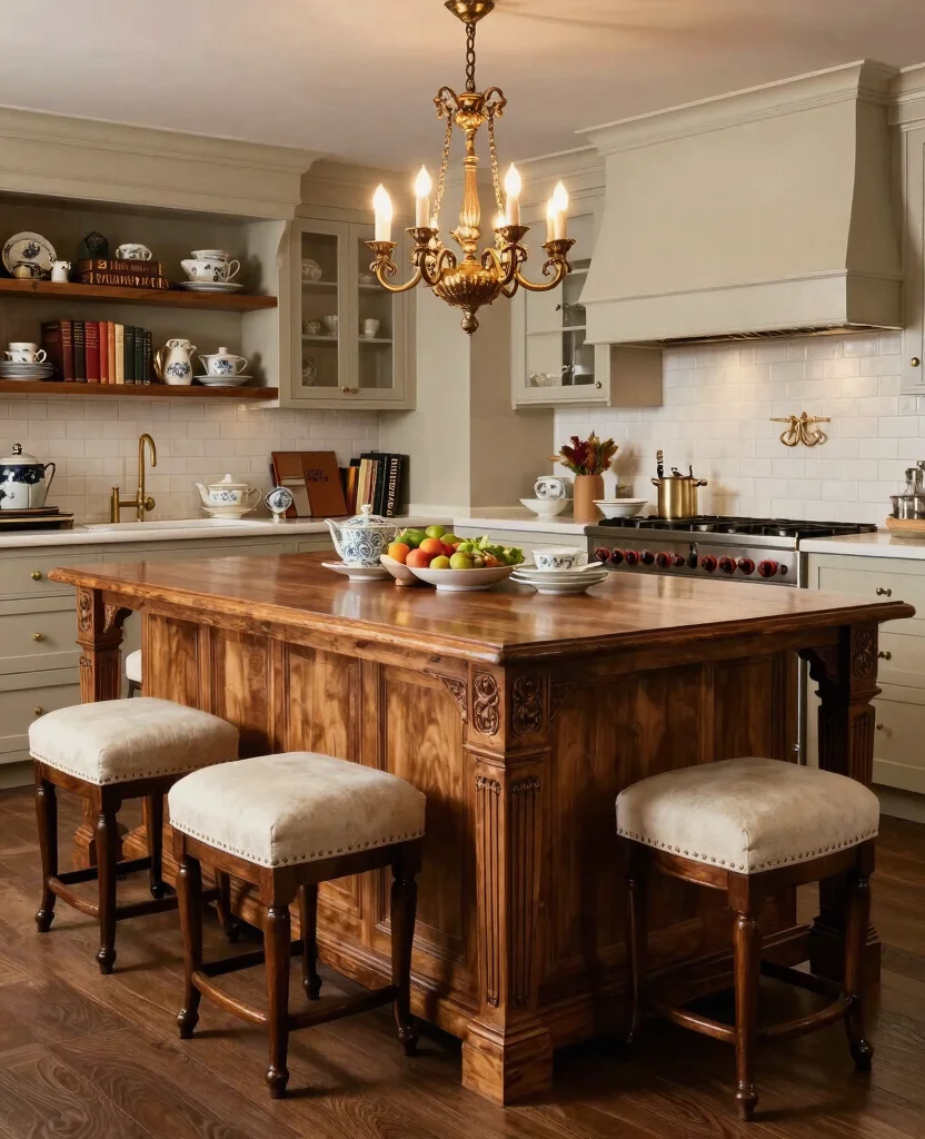 Discover 19 Stunning Kitchen Island with Seating Ideas That Will Transform Your Cooking Space! 36 Discover 19 Stunning Kitchen Islands with Stools That Will Transform Your Cooking Space! - 5. Elegant Traditional Island