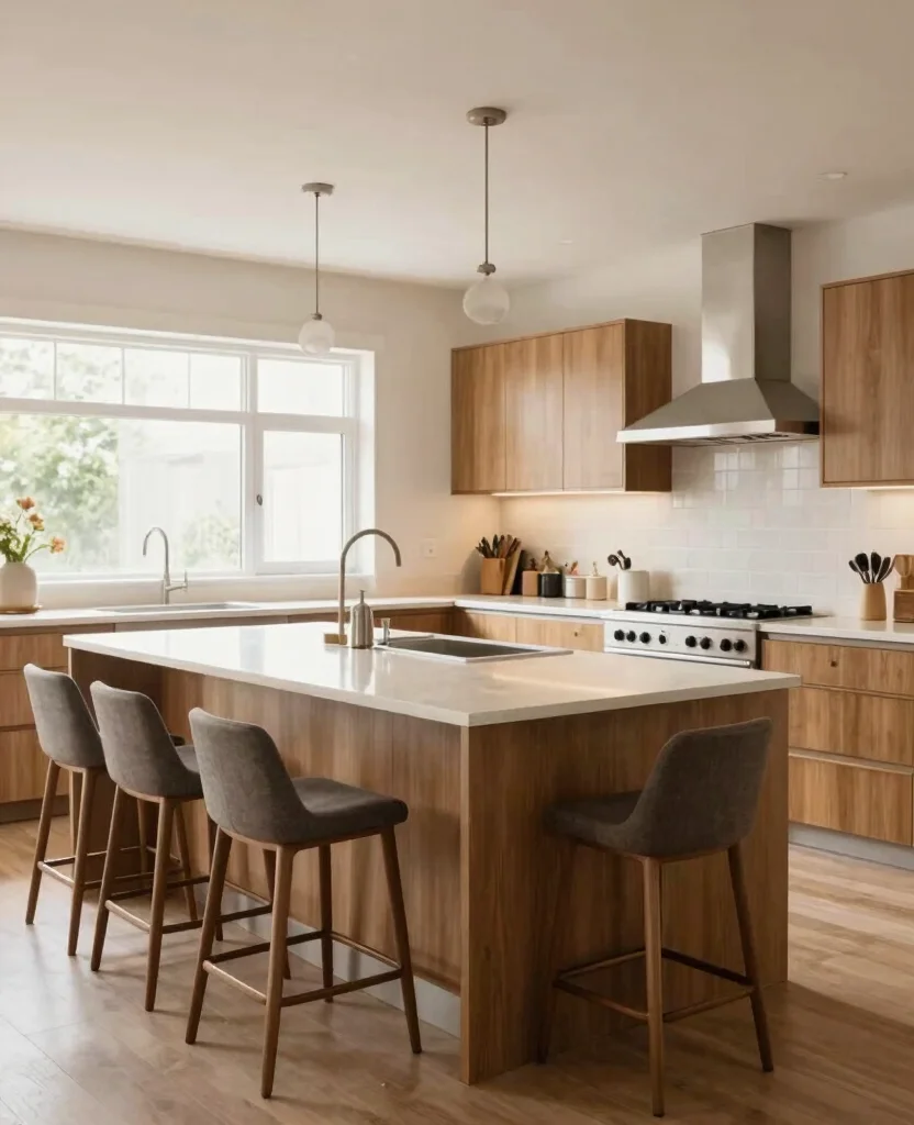 Discover 19 Stunning Kitchen Island with Seating Ideas That Will Transform Your Cooking Space! 47 Discover 19 Stunning Kitchen Islands with Stools That Will Transform Your Cooking Space! - 6. L-Shaped Island for Optimal Space Utilization