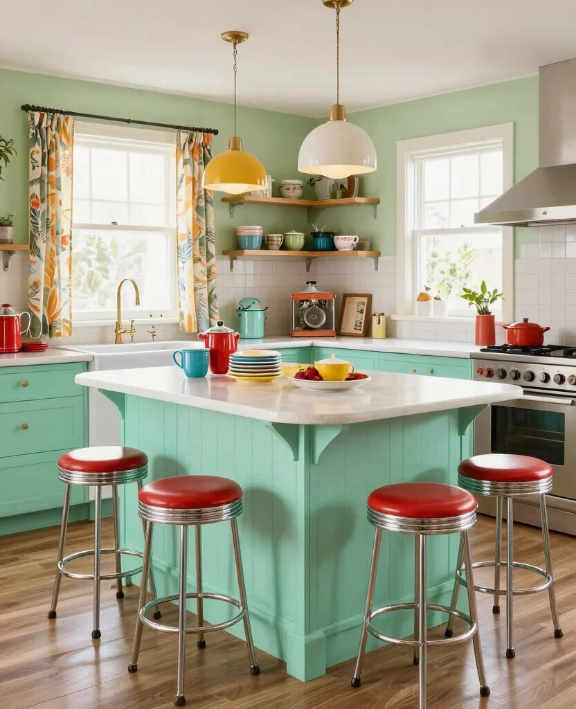 Discover 19 Stunning Kitchen Island with Seating Ideas That Will Transform Your Cooking Space! 69 Discover 19 Stunning Kitchen Islands with Stools That Will Transform Your Cooking Space! - 8. Vintage Revival