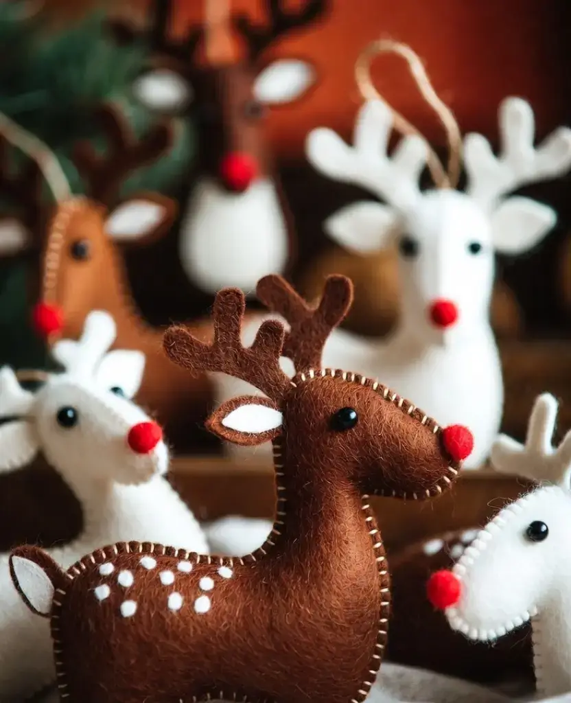 19 Stunning Vintage Christmas Ornaments Under $5 That'll Make You Nostalgic! 14 19 Stunning Vintage Christmas Ornaments Under $5 That'll Make You Nostalgic! / felt reindeer ornament