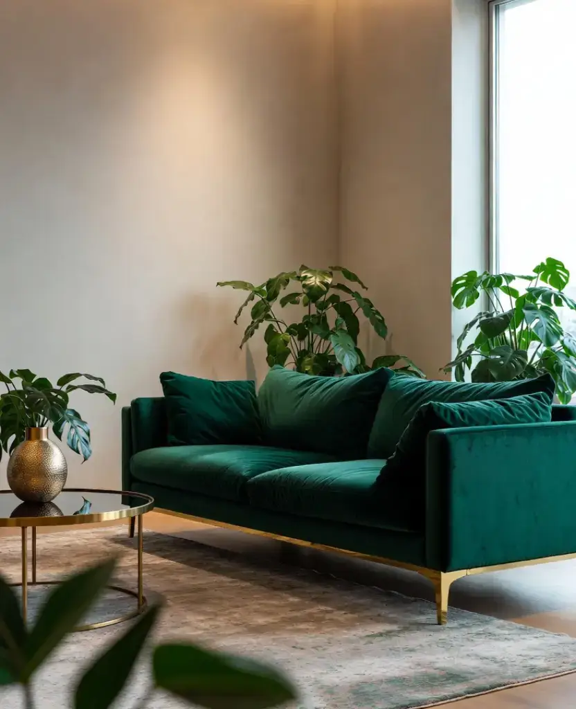 19 Living Rooms with Lush Greenery That Will Transform Your Home into a Tropical Paradise! 18 19 Living Rooms with Lush Greenery That Will Transform Your Home into a Tropical Paradise! / Green Accent Furniture