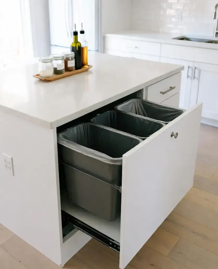 10 Simple Kitchen Upgrades That Make Your Space Look Classy, Organized & Super Practical 4 Simple Kitchen Upgrades / Hide Your Trash with a Pull-Out Cabinet System