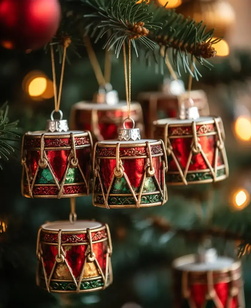 19 Stunning Vintage Christmas Ornaments Under $5 That'll Make You Nostalgic! 13 19 Stunning Vintage Christmas Ornaments Under $5 That'll Make You Nostalgic! / Mini Drum Ornaments