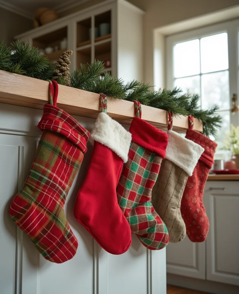 Transform Your Space: 19 Christmas Kitchen Decor Ideas You Can't Miss! - 11. Traditional Christmas Stockings
