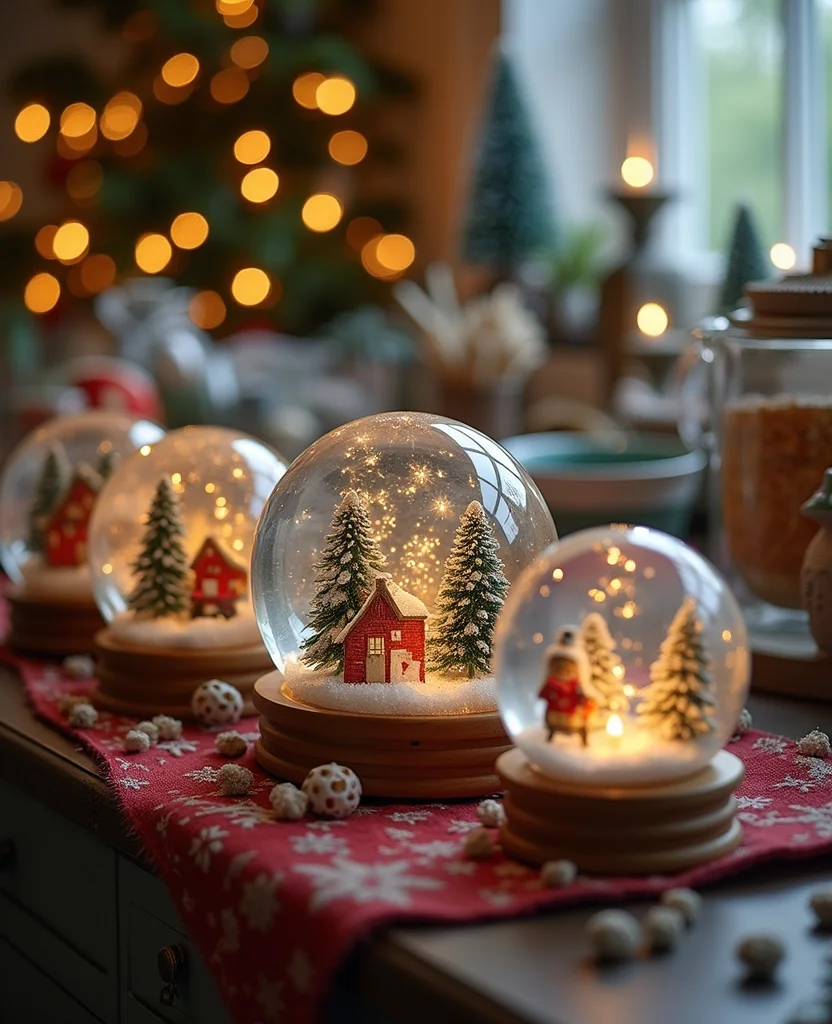 Transform Your Space: 19 Christmas Kitchen Decor Ideas You Can't Miss! - 16. Enchanting Snow Globes