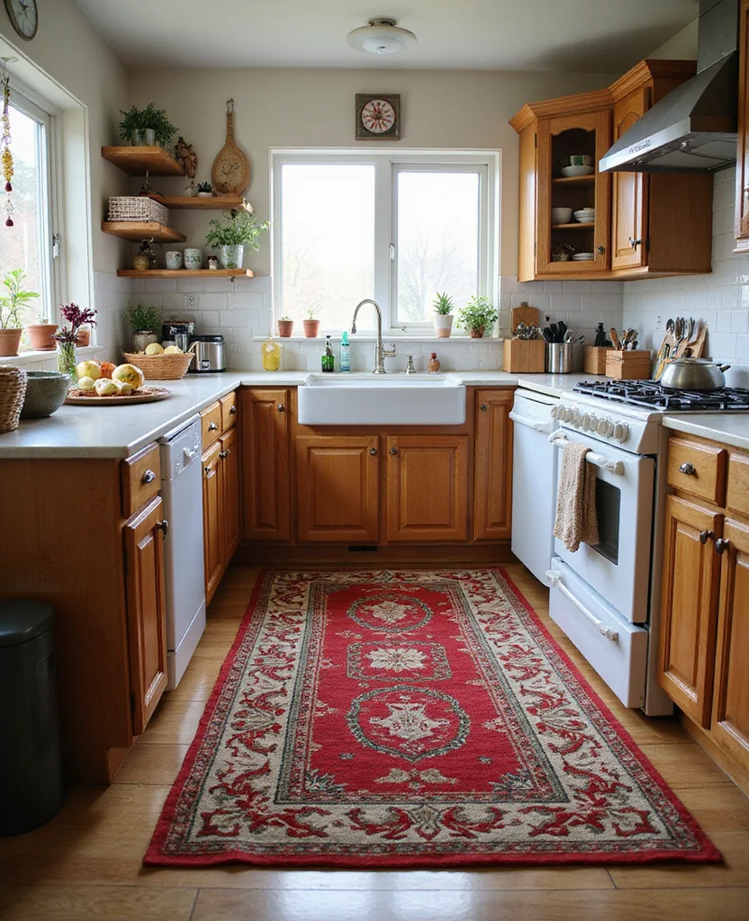 Transform Your Space: 19 Christmas Kitchen Decor Ideas You Can't Miss! - 17. Cozy Area Rugs