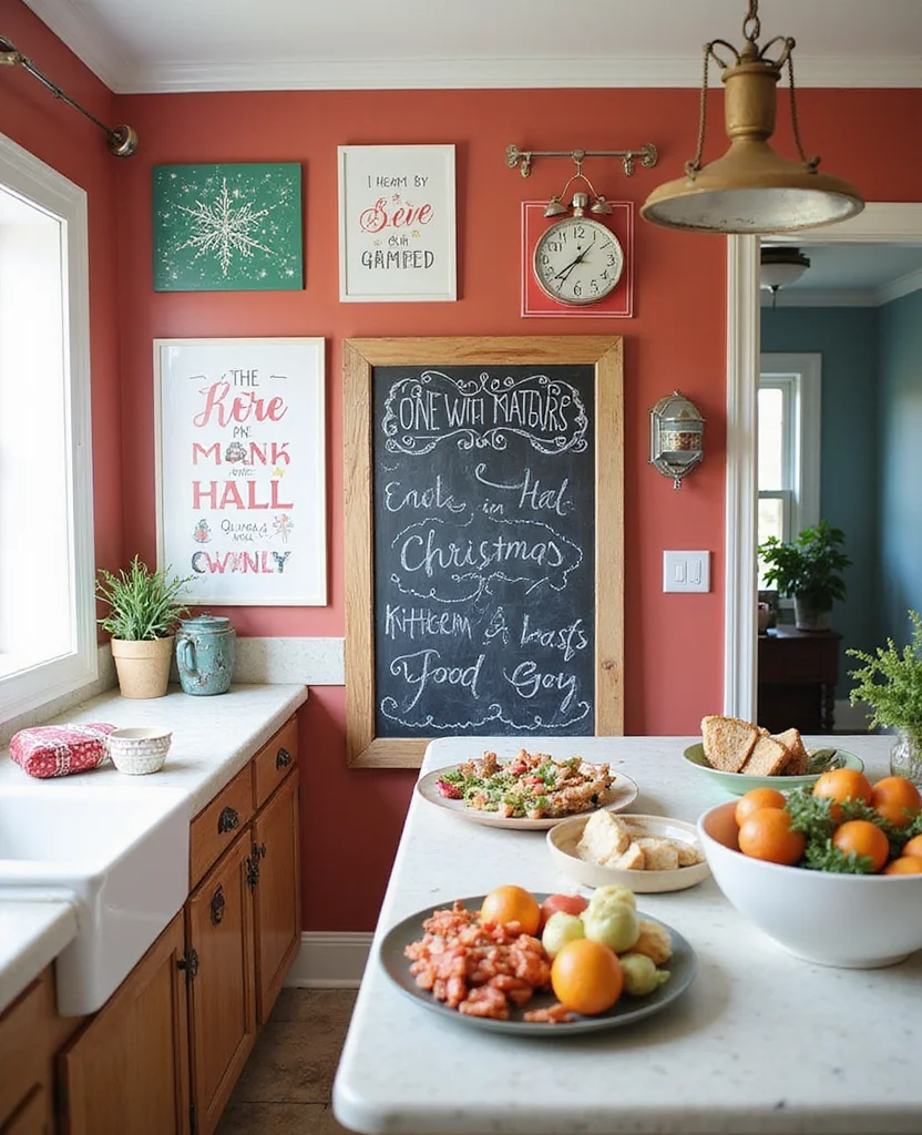 Transform Your Space: 19 Christmas Kitchen Decor Ideas You Can't Miss! - 2. Cheerful Wall Art