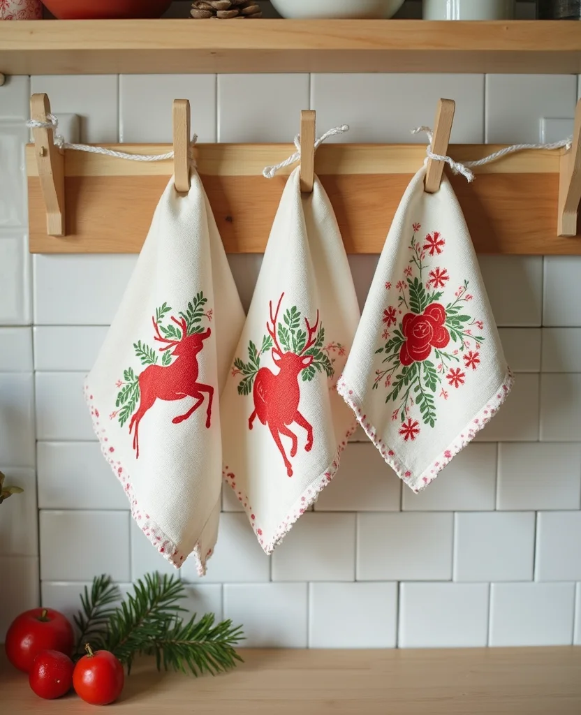 Transform Your Space: 19 Christmas Kitchen Decor Ideas You Can't Miss! - 7. Decorative Kitchen Towels