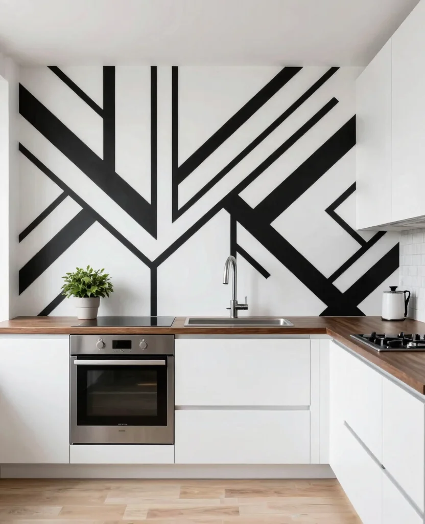 Transform Your Space: 19 Kitchen Accent Wall Ideas You Need to See to Believe! - 1. Bold Black and White