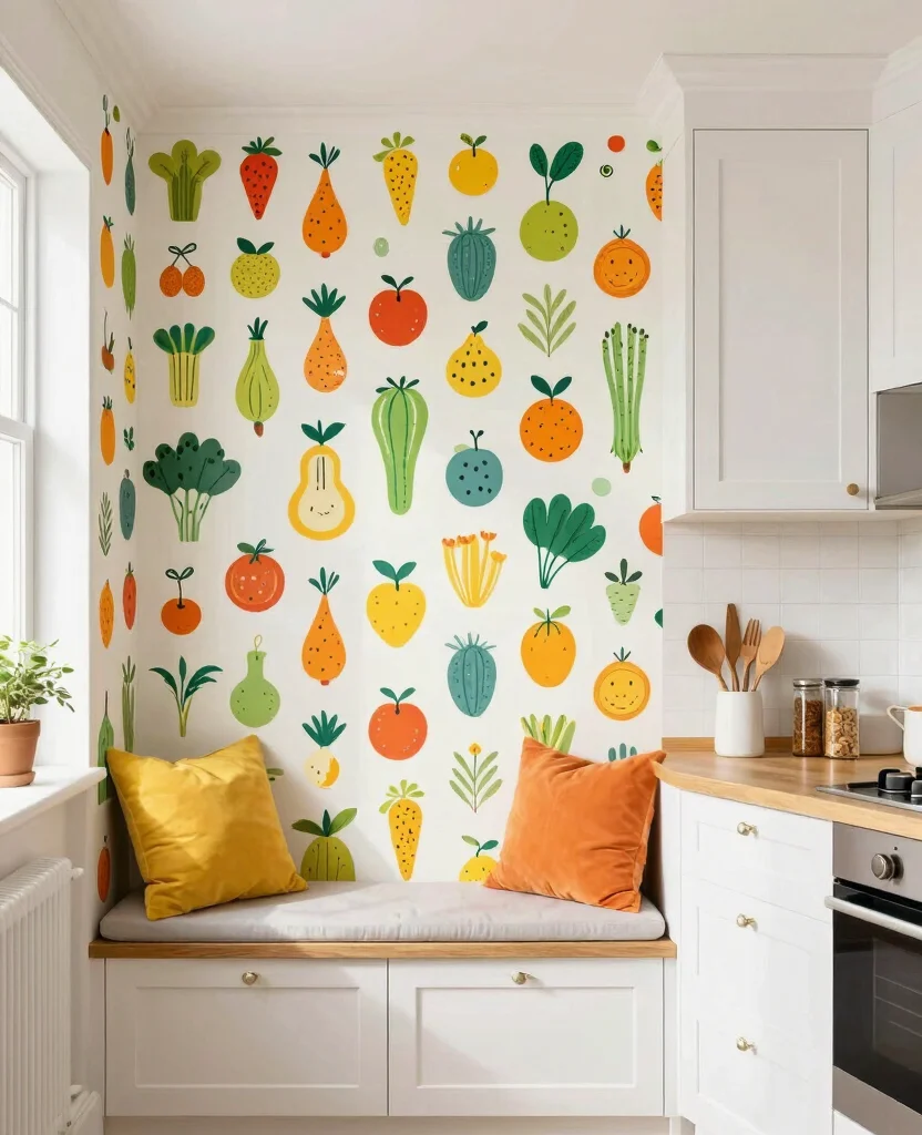 Transform Your Space: 19 Kitchen Accent Wall Ideas You Need to See to Believe! - 16. Whimsical Patterns