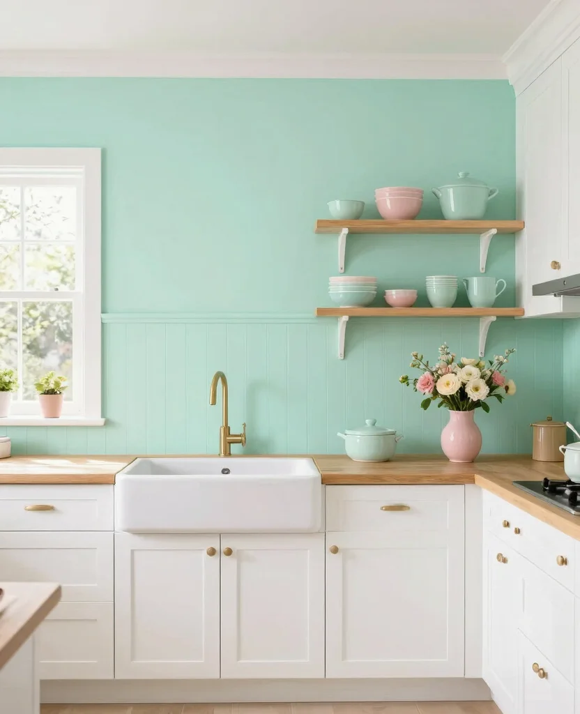 Transform Your Space: 19 Kitchen Accent Wall Ideas You Need to See to Believe! - 5. Soft Pastels