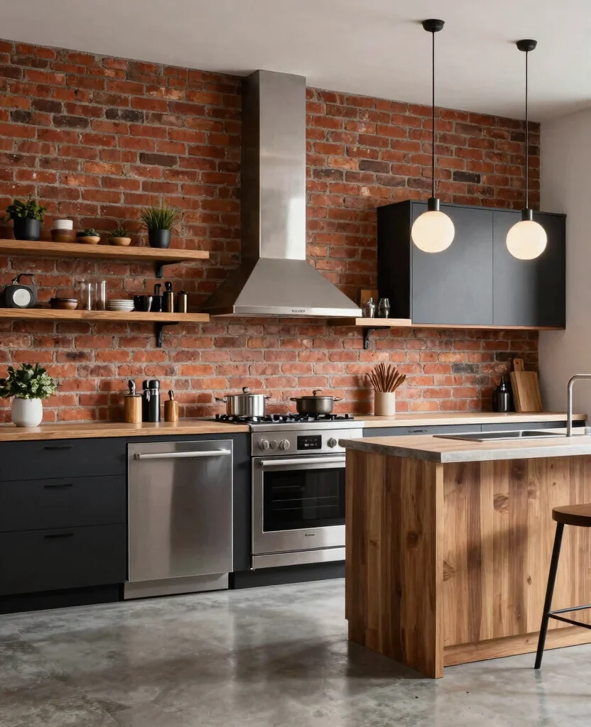 Transform Your Space: 19 Kitchen Accent Wall Ideas You Need to See to Believe! - 9. Industrial Chic