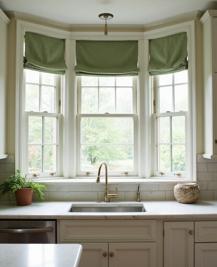 Transform Your Space: 19 Stunning Sage Green Kitchen Ideas You Can't Miss! - 15. Sage Green Window Treatments
