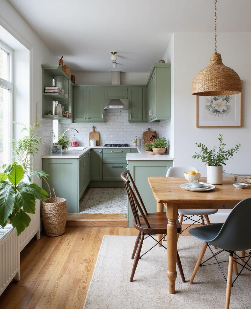 Transform Your Space: 19 Stunning Sage Green Kitchen Ideas You Can't Miss! - 16. Sage Green Dining Area