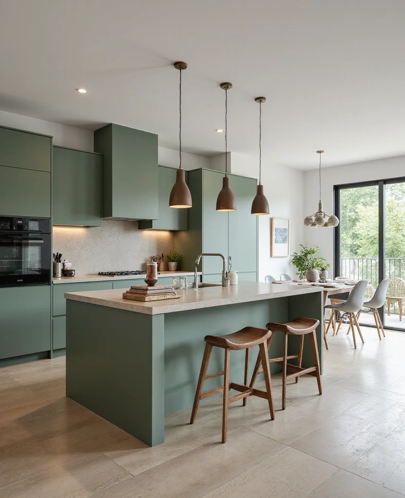 Transform Your Space: 19 Stunning Sage Green Kitchen Ideas You Can't Miss! - 18. Sage Green with Open Concept Design