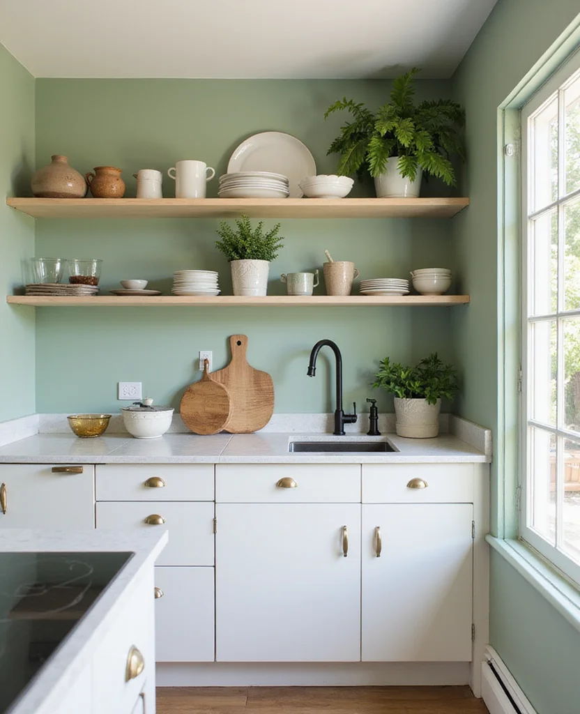 Transform Your Space: 19 Stunning Sage Green Kitchen Ideas You Can't Miss! - 2. Sage Green Accent Walls