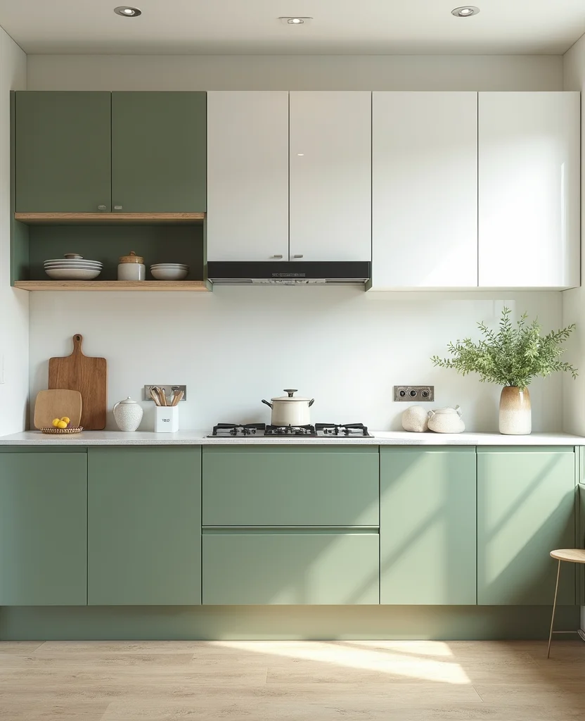 Transform Your Space: 19 Stunning Sage Green Kitchen Ideas You Can't Miss! - 6. Sage Green and White Combination