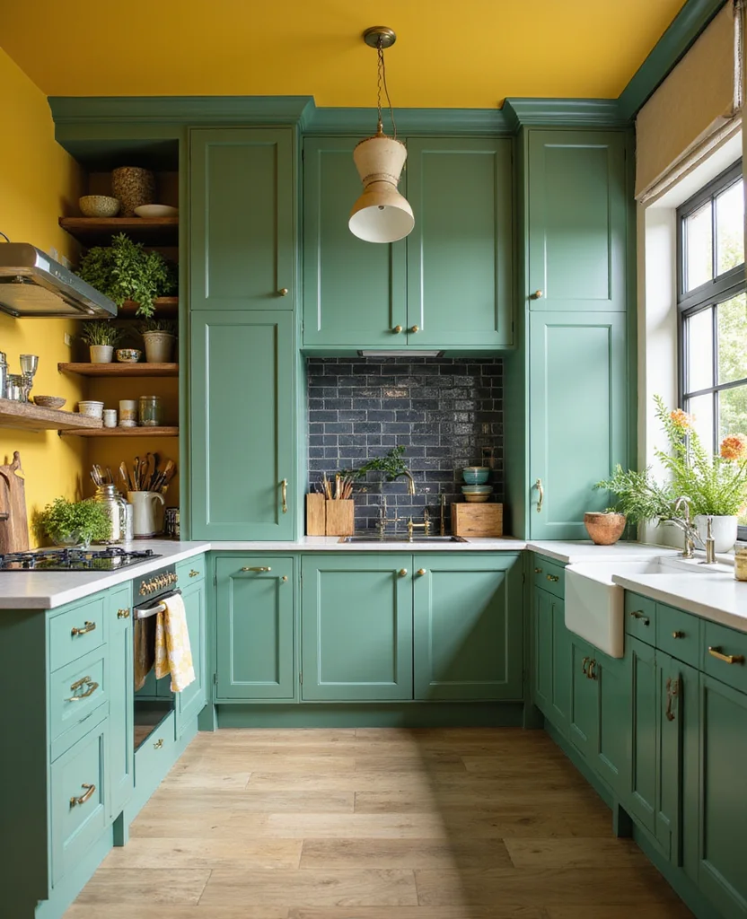Transform Your Space: 19 Stunning Sage Green Kitchen Ideas You Can't Miss! - 7. Sage Green with Bold Colors