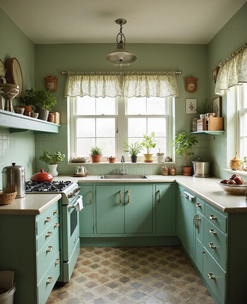 Transform Your Space: 19 Stunning Sage Green Kitchen Ideas You Can't Miss! - 9. Vintage Sage Green Styles