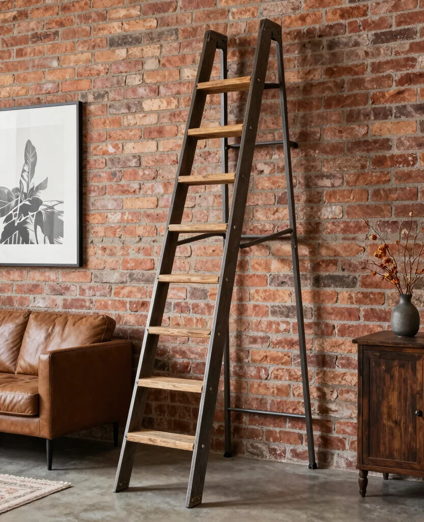 Unlock Hidden Storage: 19 Best Loft Ladders for Small spaces You Can't Miss! 167 Unlock Hidden Storage: 19 Best Loft Ladders for Small Areas You Can't Miss! - 16. Industrial Style Loft Ladder 1