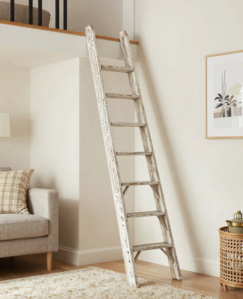 Unlock Hidden Storage: 19 Best Loft Ladders for Small spaces You Can't Miss! 79 Unlock Hidden Storage: 19 Best Loft Ladders for Small Areas You Can't Miss! - 8. Decorative Loft Ladder 1
