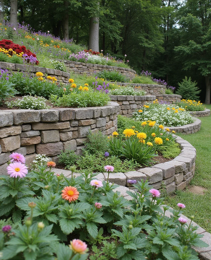 Unlock the Potential: 19 Sloped Side Yard Landscaping Ideas You Can't Miss! - 1. Terraced Garden Beds