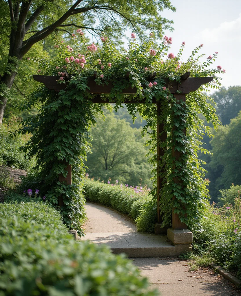 Unlock the Potential: 19 Sloped Side Yard Landscaping Ideas You Can't Miss! - 17. Garden Arbors and Trellises
