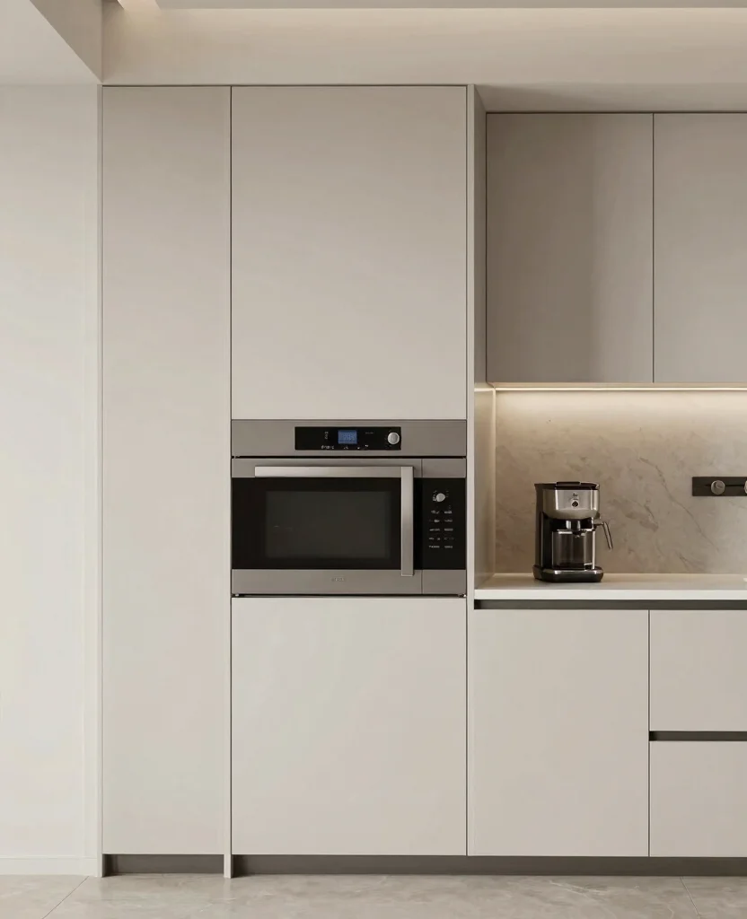 Unlock the Secrets: 19 Small Corner Kitchen Cabinet Ideas That Turn Wasted Space Into Storage Gold! 114 Unlock the Secrets: 19 Small Corner Cabinets That Maximize Your Kitchen Space! - 11. Integrated Appliances 1