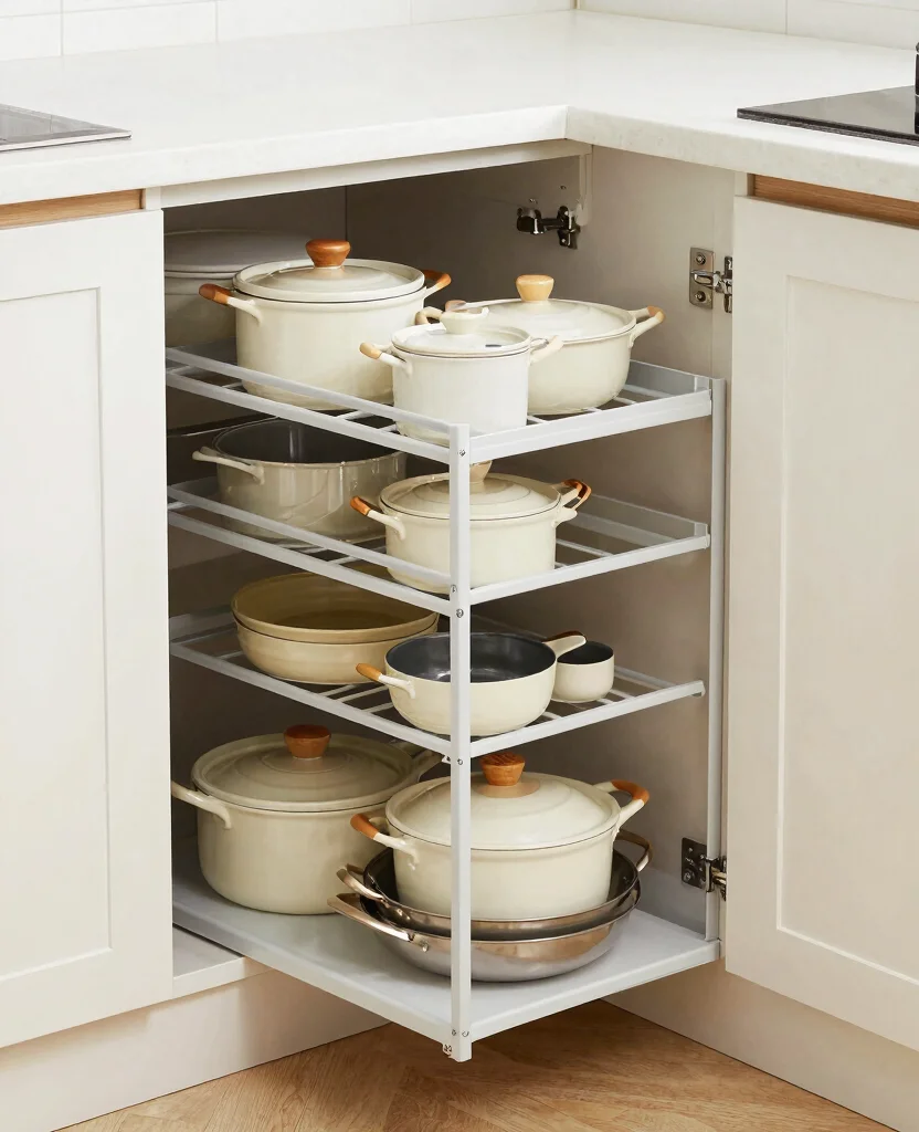 Unlock the Secrets: 19 Small Corner Kitchen Cabinet Ideas That Turn Wasted Space Into Storage Gold! 160 Unlock the Secrets: 19 Small Corner Cabinets That Maximize Your Kitchen Space! - 15. Pull-Out Shelves 1