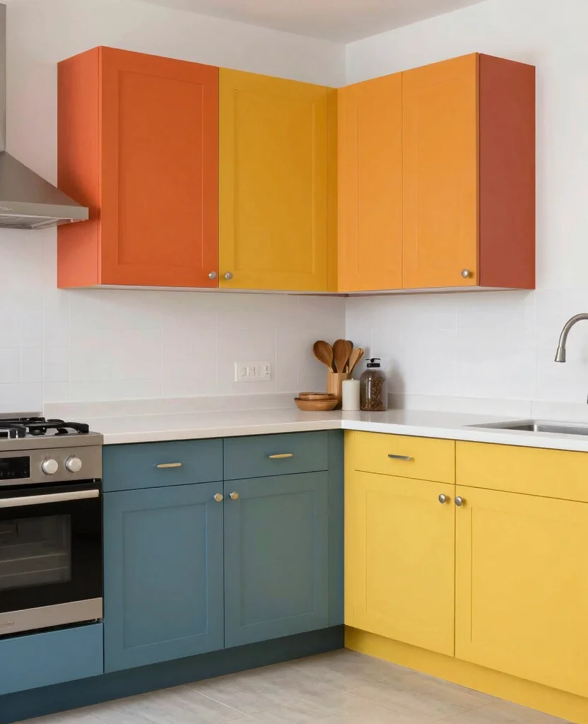 Unlock the Secrets: 19 Small Corner Kitchen Cabinet Ideas That Turn Wasted Space Into Storage Gold! 204 Unlock the Secrets: 19 Small Corner Cabinets That Maximize Your Kitchen Space! - 19. Custom Color Combinations 1
