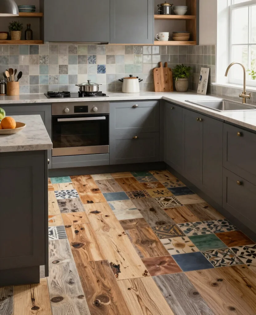 Unlock the Secrets of 19 Stunning L-Shaped Kitchen Layouts (You Won't Believe #4!) - 12. Unique Flooring Options 1