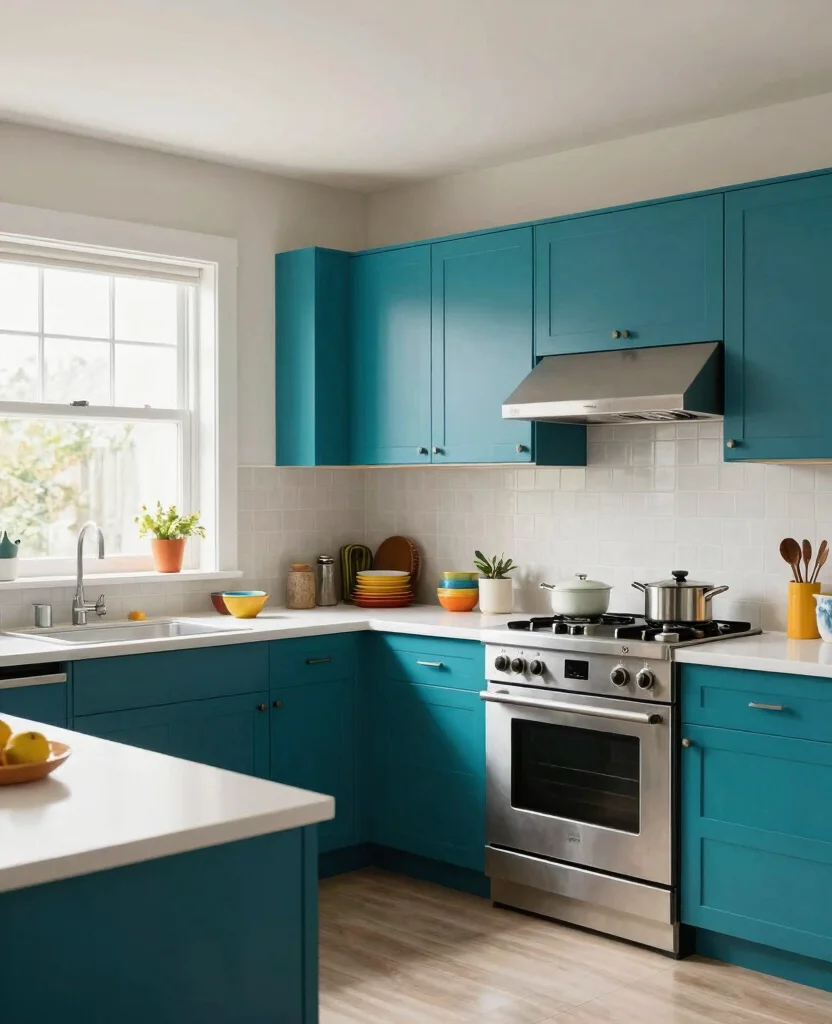 Unlock the Secrets of 19 Stunning L-Shaped Kitchen Layouts (You Won't Believe #4!) - 4. Bold Colors 1
