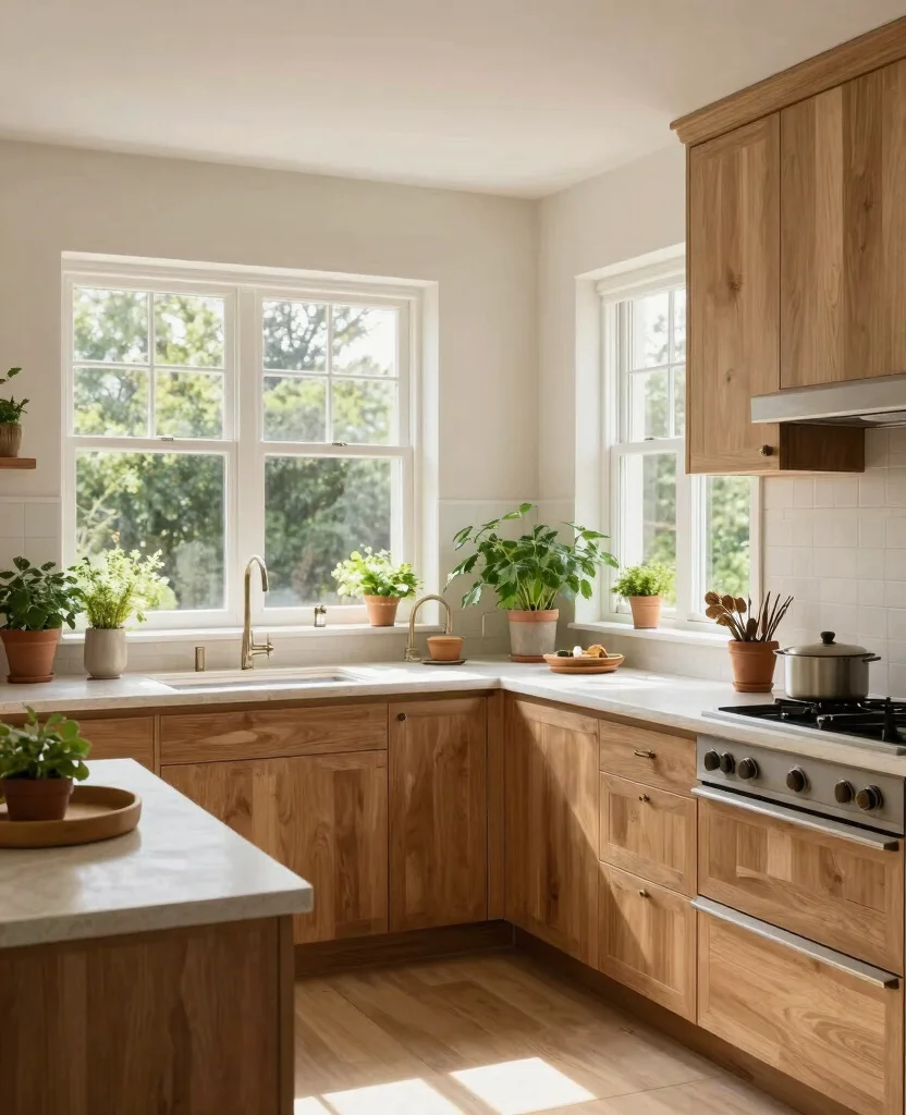 Unlock the Secrets of 19 Stunning L-Shaped Kitchen Layouts (You Won't Believe #4!) - 8. Natural Elements 1