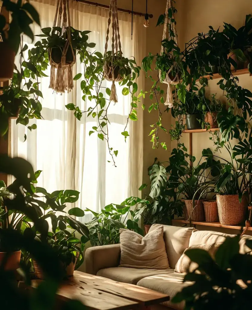 19 Living Rooms with Lush Greenery That Will Transform Your Home into a Tropical Paradise! 3 19 Living Rooms with Lush Greenery That Will Transform Your Home into a Tropical Paradise! / Hanging Greenery