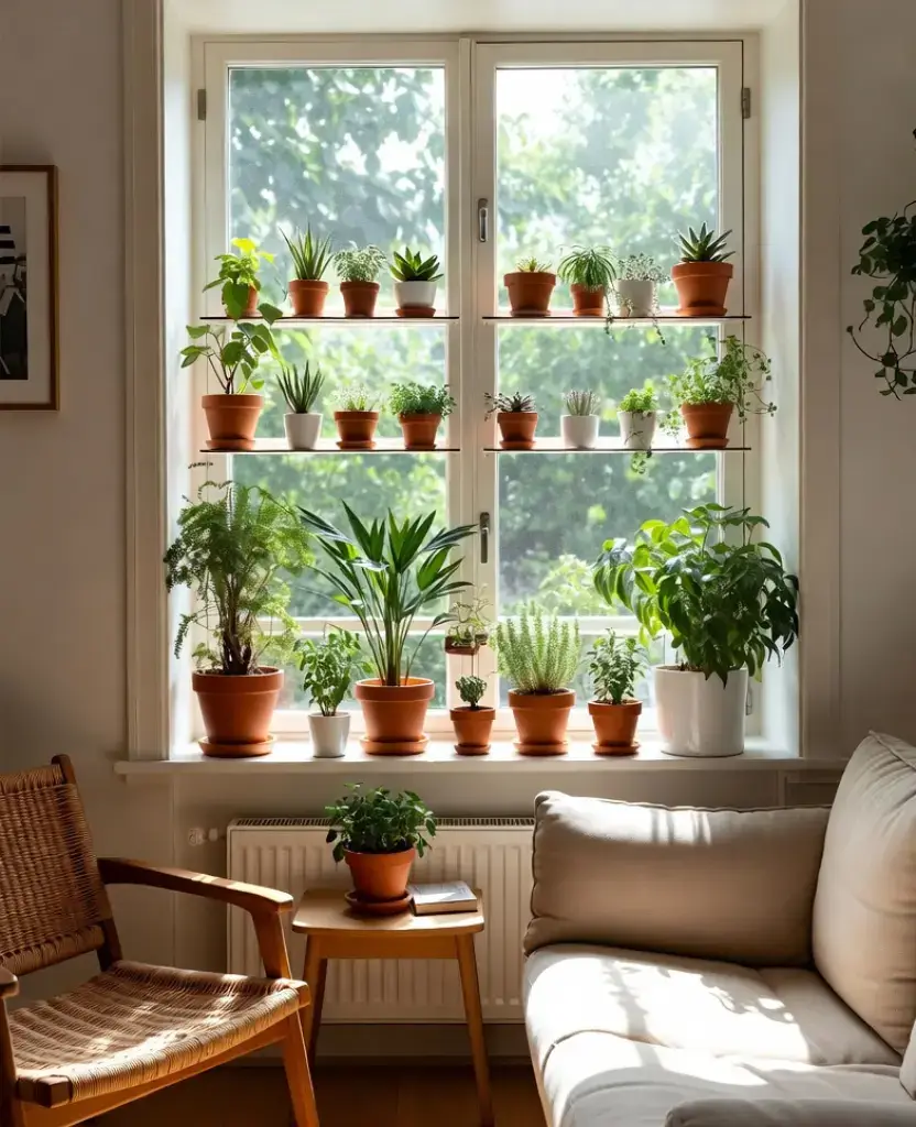 19 Living Rooms with Lush Greenery That Will Transform Your Home into a Tropical Paradise! 4 19 Living Rooms with Lush Greenery That Will Transform Your Home into a Tropical Paradise! / Window-Sill Jungle