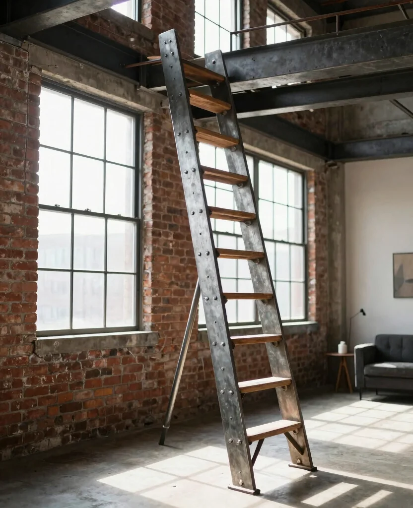 19 Clever Wall Mounted Loft Ladders to Upgrade Your Renovation Game (Don’t Miss #4!) - 13. Industrial Style Ladders 1